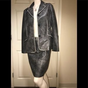 Leather Skirt Suit